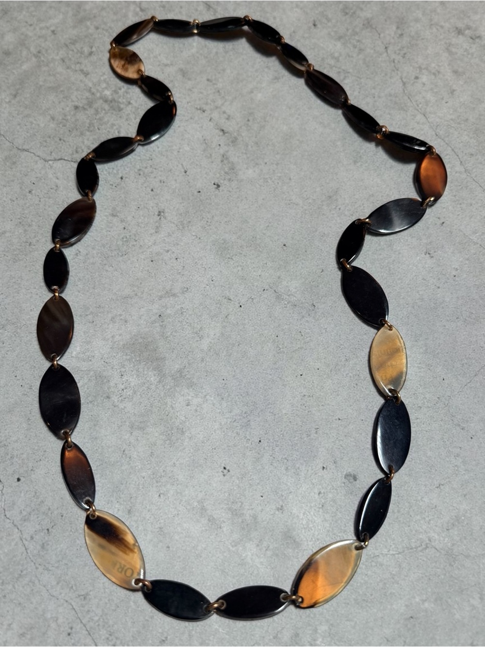 Women's Brown and Black Marquise Link Necklace - Unbranded